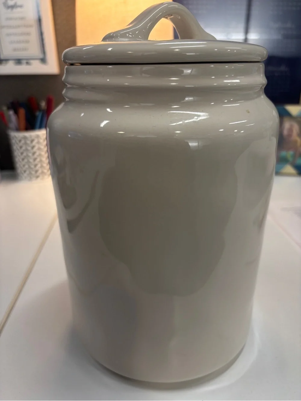 RAE DUNN White Ceramic Candy Jar with Lid